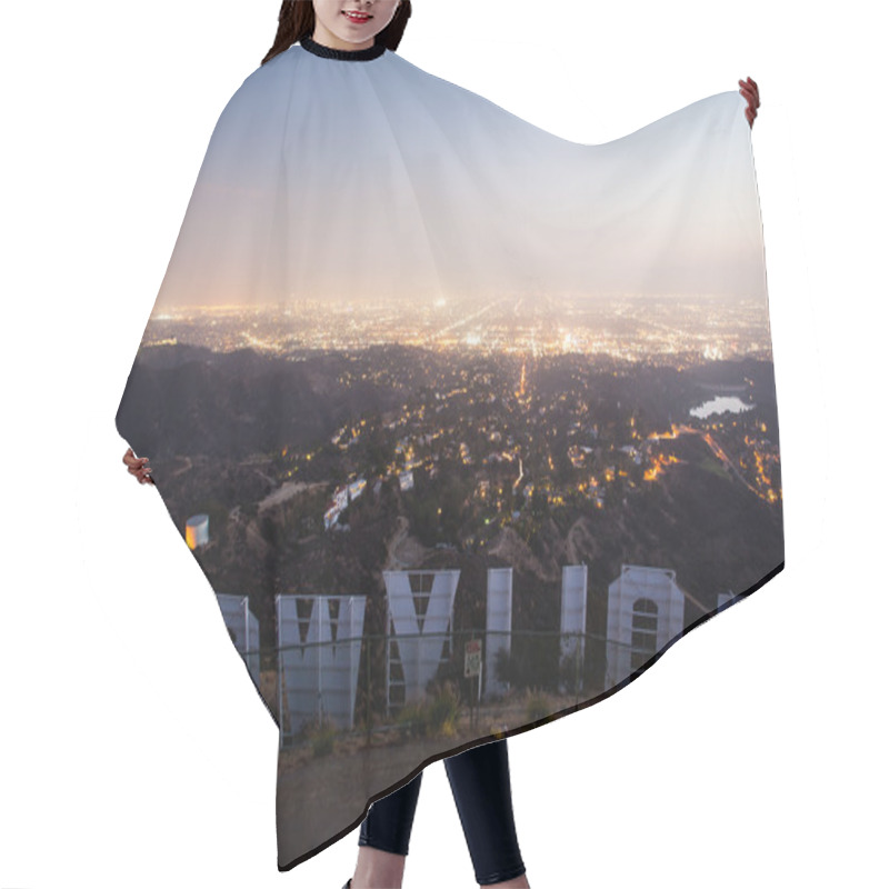 Personality  Hollywood Sign At Night Hair Cutting Cape