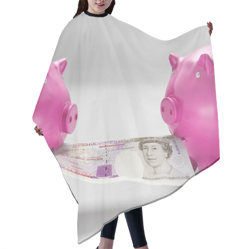 Personality  Piggybanks Eating Money Shows Shared Savings Hair Cutting Cape