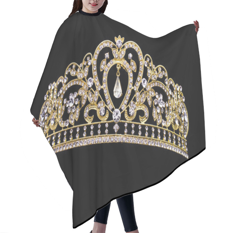 Personality  Golden Crown On A Black Background Hair Cutting Cape