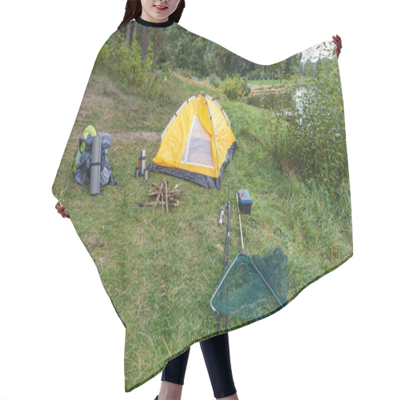 Personality  Tent On Countryside With Lake Hair Cutting Cape