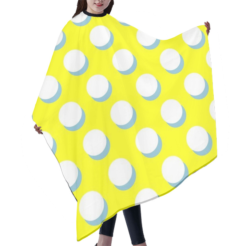 Personality  Tile Vector Pattern With White Polka Dots And Mint Green Shadow On Yellow Background Hair Cutting Cape