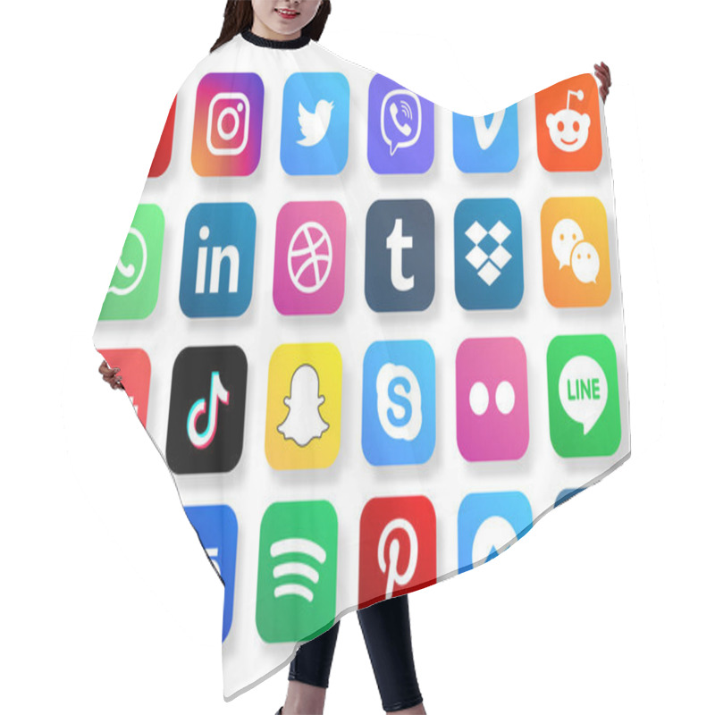 Personality  MAGELANG, INDONESIA - MAY 25, 2021: Set Popular Social Media Icons. Facebook, Instagram, Twitter, Youtube, Pinterest, Behance, Google Plus, Linkedin, Whatsapp, Snapchat, Tiktok, Tumblr, Spotify, Dropbox And Many More. Editorial Vector Hair Cutting Cape