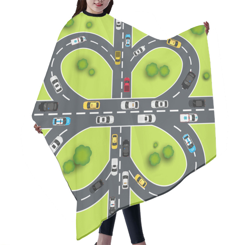 Personality  Highway Traffic Illustration Hair Cutting Cape