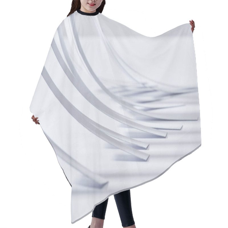 Personality  Close Up View Of Curved Paper Stripes On White Surface Hair Cutting Cape