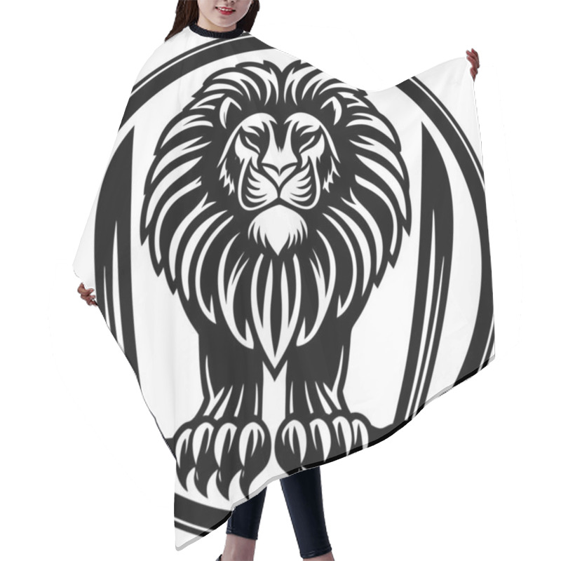 Personality  Apex Predator Logo Design Fierce Lion Emblem With Bold Typography Hair Cutting Cape