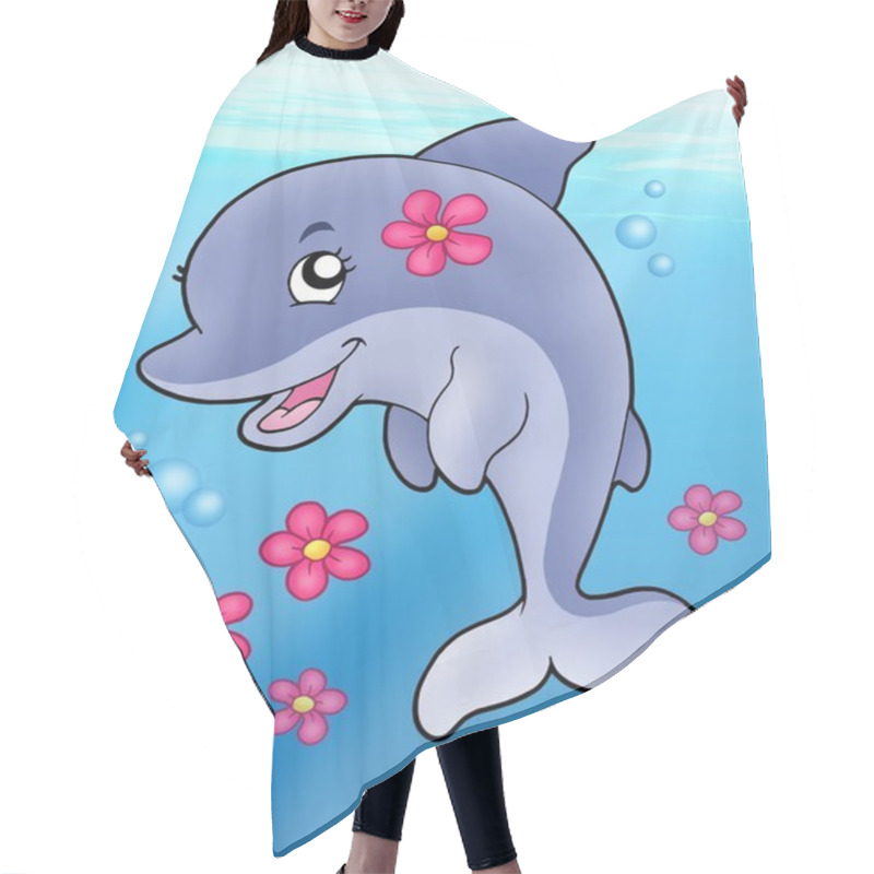 Personality  Cute Dolphin Girl In Sea Hair Cutting Cape