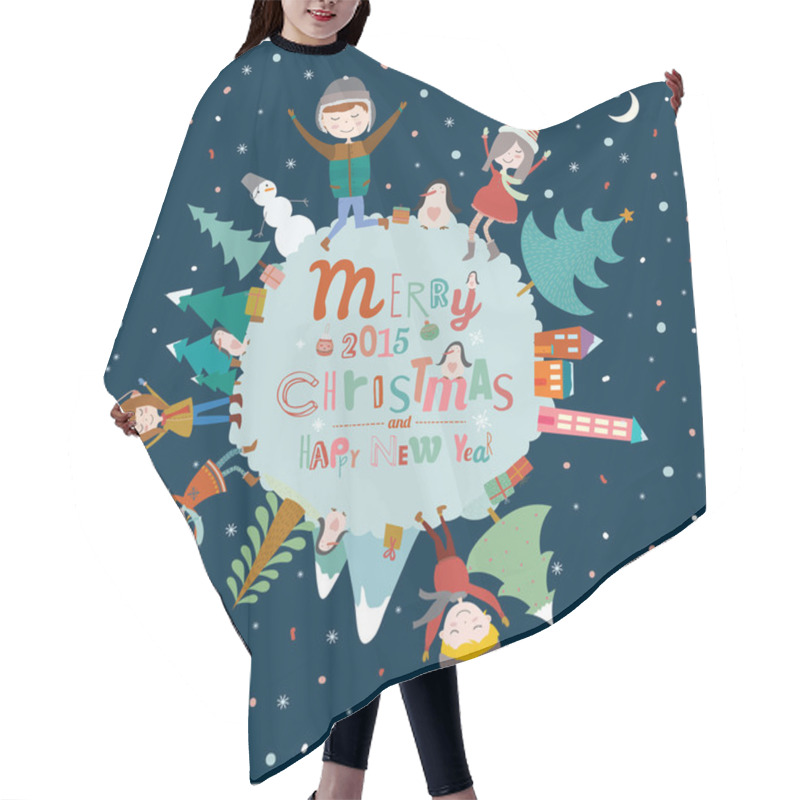 Personality  Merry Christmas And New Year Card Hair Cutting Cape