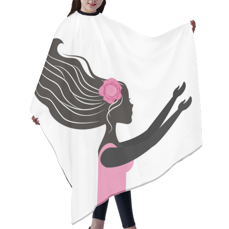 Personality  Woman Dancing Silhouette Icon Hair Cutting Cape