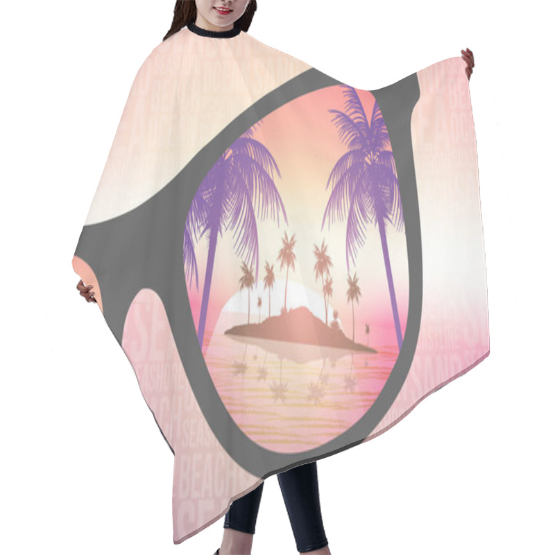 Personality  Summer Beach Tropical Island With Sunglasses On Blurred Backgrou Hair Cutting Cape