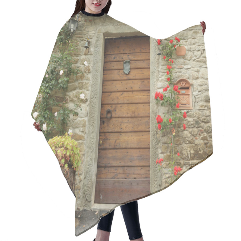 Personality  Front Door Decorated With Climbing Roses In Old Tuscan Village, Hair Cutting Cape