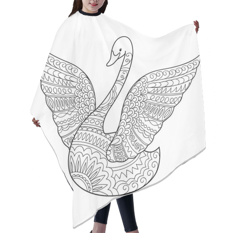 Personality  Hand Drawn Decorated Swan In Ethnic Style Hair Cutting Cape