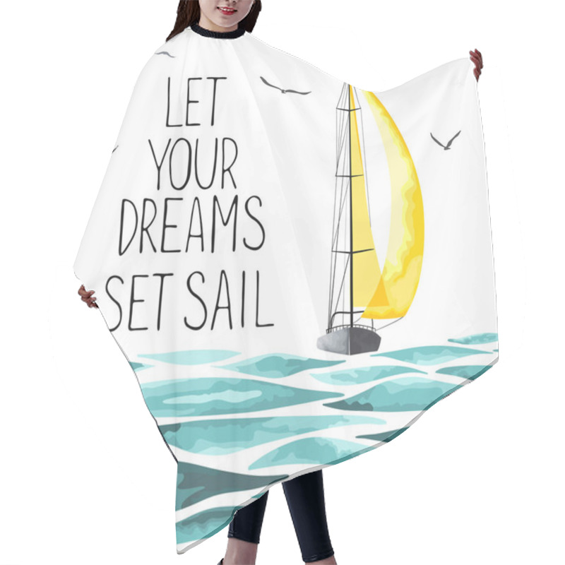 Personality  Sea Pattern With Nautical Elements Hair Cutting Cape