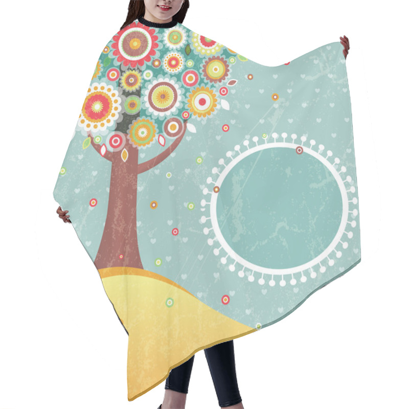 Personality  Abstract Tree With Flowers Hair Cutting Cape