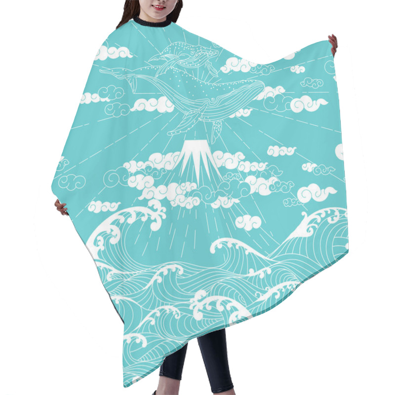 Personality  Hand Drawn Fantasy Seamless Doodle Japanese Style Hair Cutting Cape