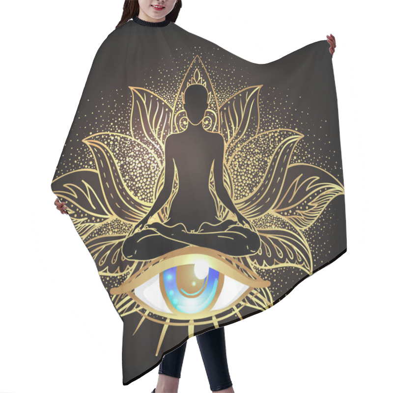 Personality  Chakra Concept. Inner Love, Light And Peace. Buddha Silhouette I Hair Cutting Cape