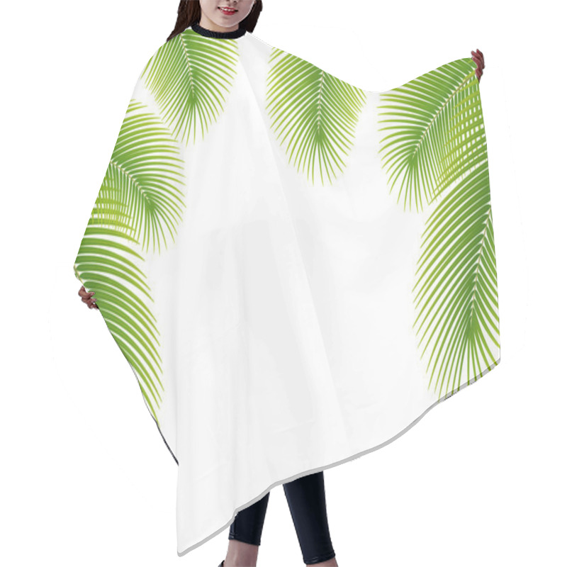 Personality  Leaves Of Palm Tree On White Background. Hair Cutting Cape