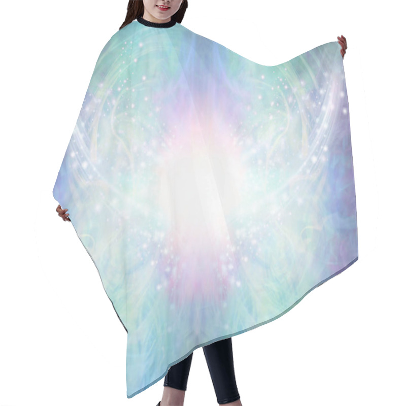 Personality  Sacred Spiritual Healing Light Background - Shimmering Sparkling Brilliant White Light Centre With An Intricate Blue Green Energy Form Radiating Outwards And Upwards Hair Cutting Cape