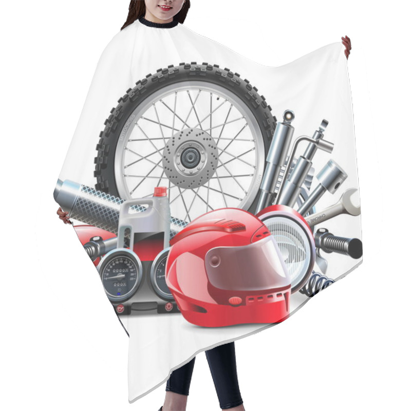 Personality  Vector Motorcycle Spares Concept Hair Cutting Cape