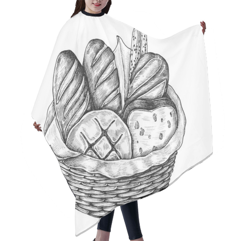 Personality  Hand-drawn Bread Basket Isolated Hair Cutting Cape