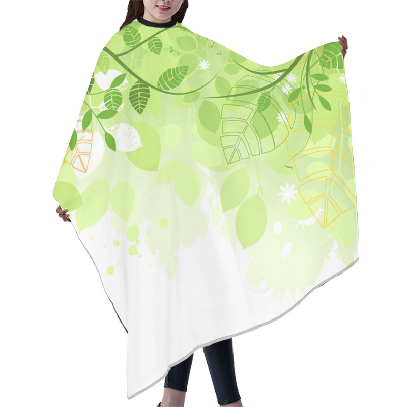 Personality  Spring Green Leaves Vector Background Hair Cutting Cape