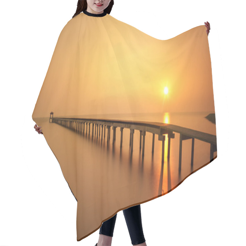 Personality  Wooded Bridge At Sunset Hair Cutting Cape