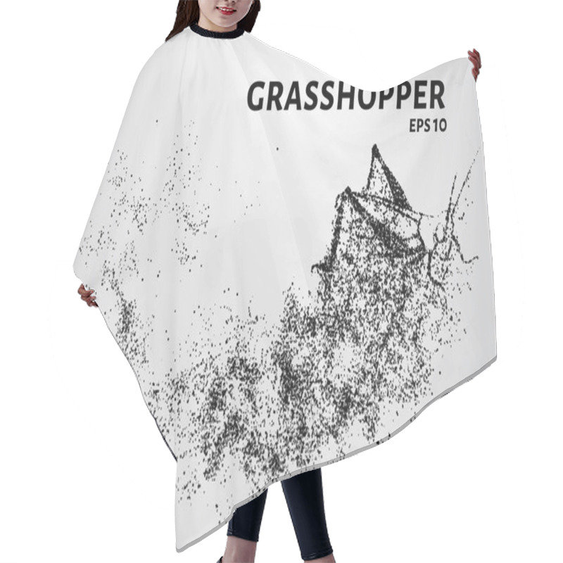 Personality  Grasshopper Of Particles. Silhouette Grasshopper Is Of Little Circles. Hair Cutting Cape