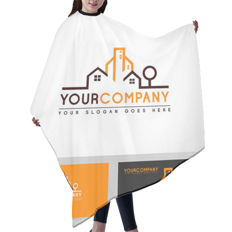 Personality  Real Estate Buildings Logo Hair Cutting Cape