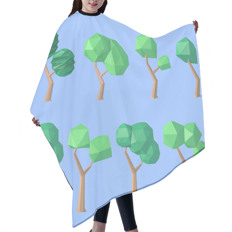 Personality  Set Of Low Poly Trees Hair Cutting Cape