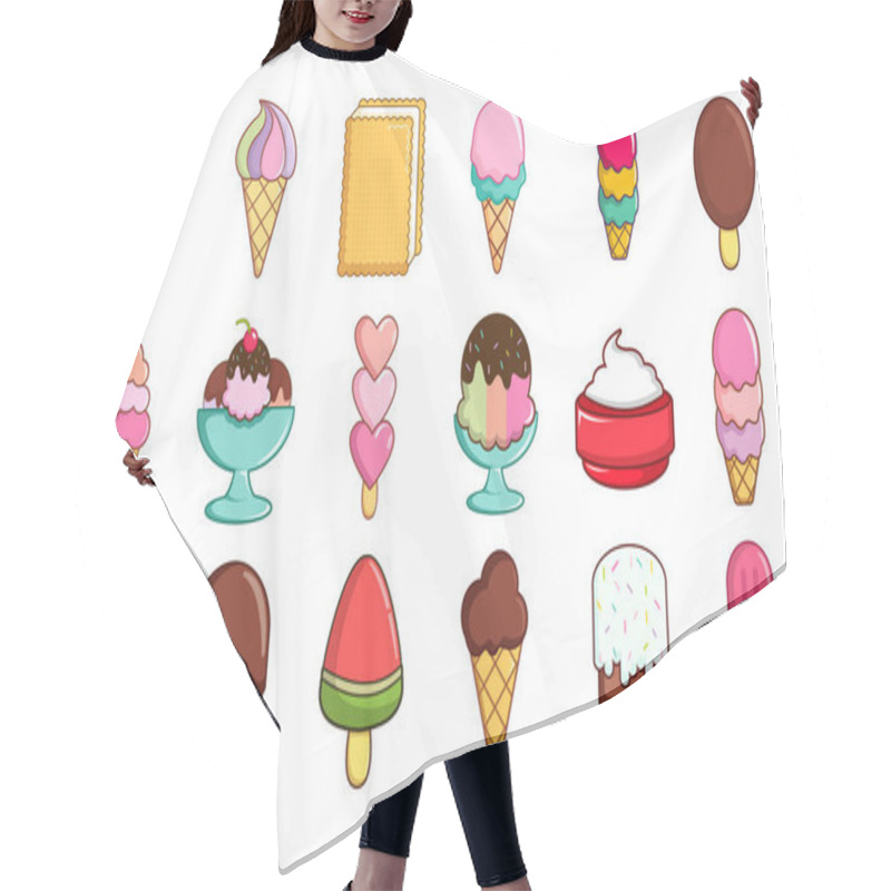 Personality  Ice Cream Icon Set, Cartoon Style Hair Cutting Cape