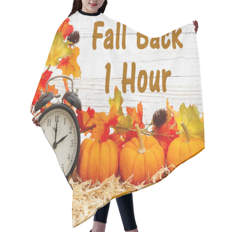 Personality  Fall Back 1 Hour Time Change Message With A Retro Alarm Clock Wi Hair Cutting Cape