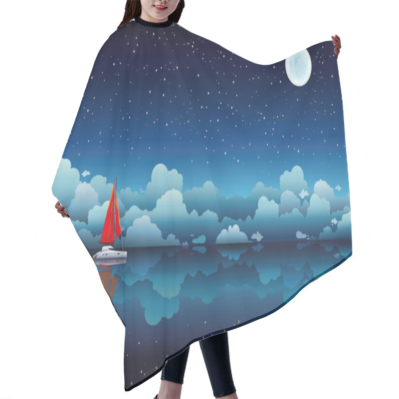 Personality  Sailing Boat In A Sea And Night Sky Hair Cutting Cape