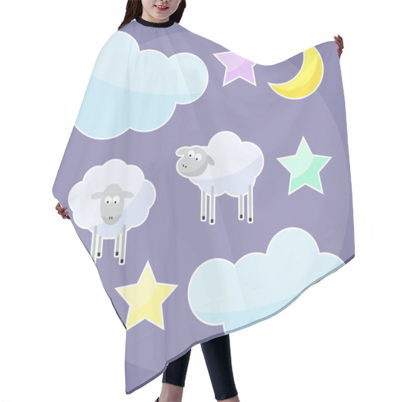 Personality  Funny Background With Moon, Clouds, Stars And Sheep Hair Cutting Cape