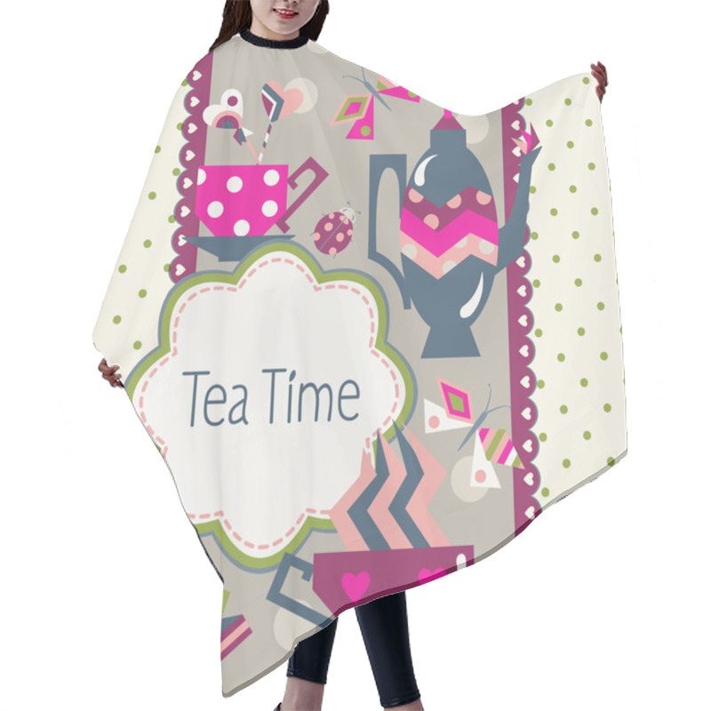 Personality  Card With A Tea Set Hair Cutting Cape