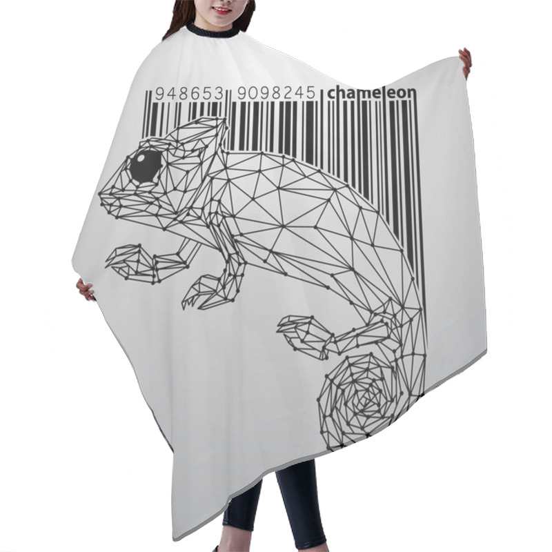 Personality  Chameleon From Triangles And Barcode. Hair Cutting Cape