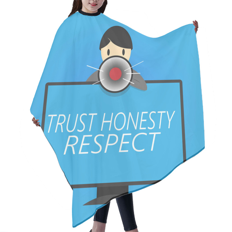 Personality  Writing Note Showing Trust Honesty Respect. Business Photo Showcasing Respectable Traits A Facet Of Good Moral Character Hair Cutting Cape