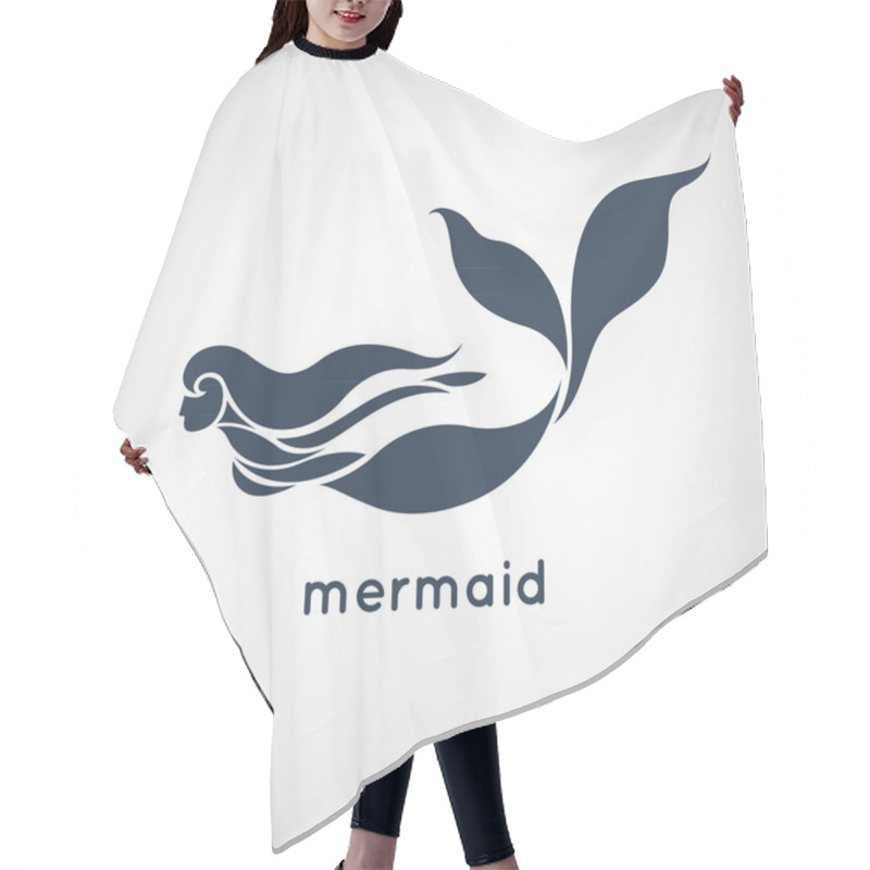 Personality  Mermaid Logo Vector Hair Cutting Cape