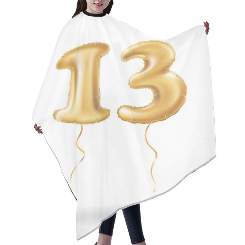 Personality  Vector Golden Number 13 Thirteen Made Of Inflatable Balloon Isolated On White Background Hair Cutting Cape