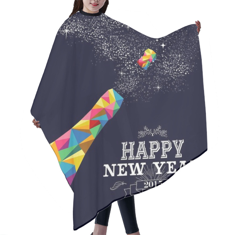 Personality  New Year 2015 Champagne Bottle Poster Design Hair Cutting Cape