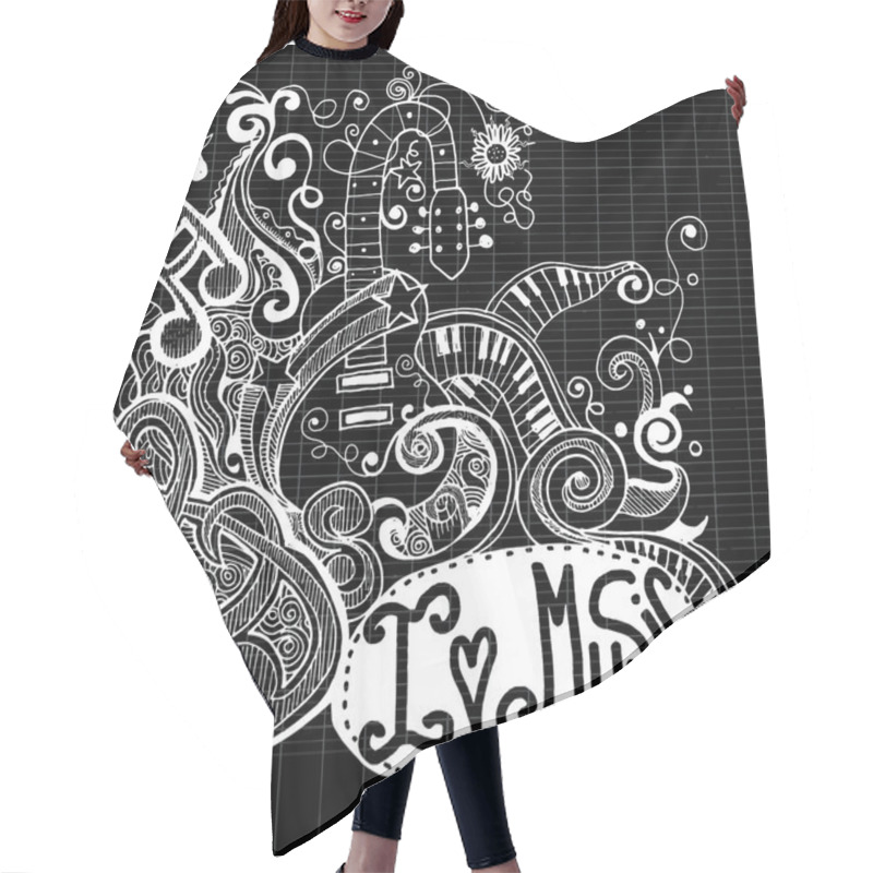 Personality  I Love Music Sketchy Notebook Doodles  And Swirls Hand-Drawn  Hair Cutting Cape