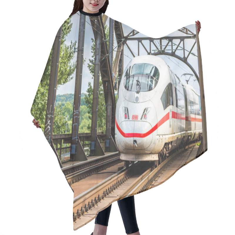 Personality  FRANKFURT, GERMANY - JULY 9, 2014: Electric InterCity Express In Frankfurt, Germany In A Summer Day On July 9, 2014 Hair Cutting Cape