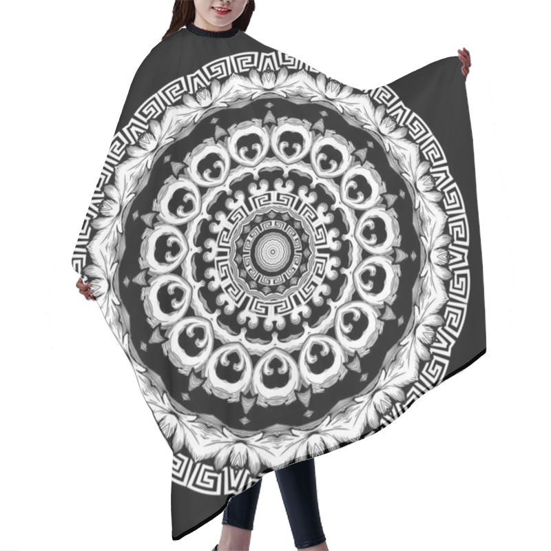 Personality  Baroque Vector Black And White Round Mandala Pattern. Ornamental Hair Cutting Cape