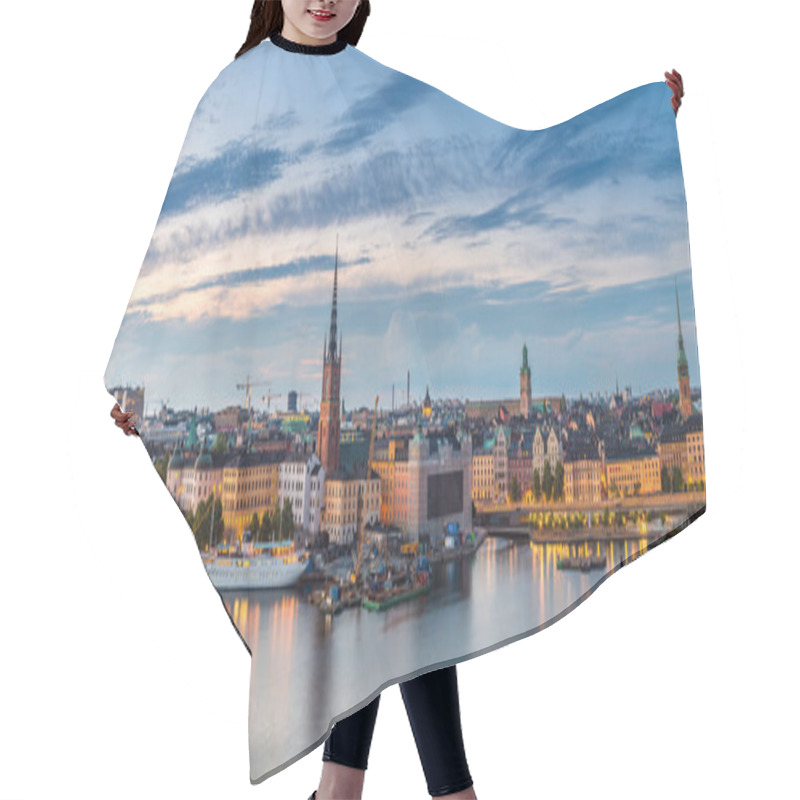 Personality  Night Panorama Of  Stockholm, Sweden Hair Cutting Cape