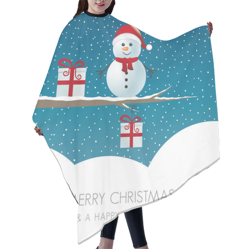 Personality  Snowman On Branch Snowy Winter Landscape Hair Cutting Cape