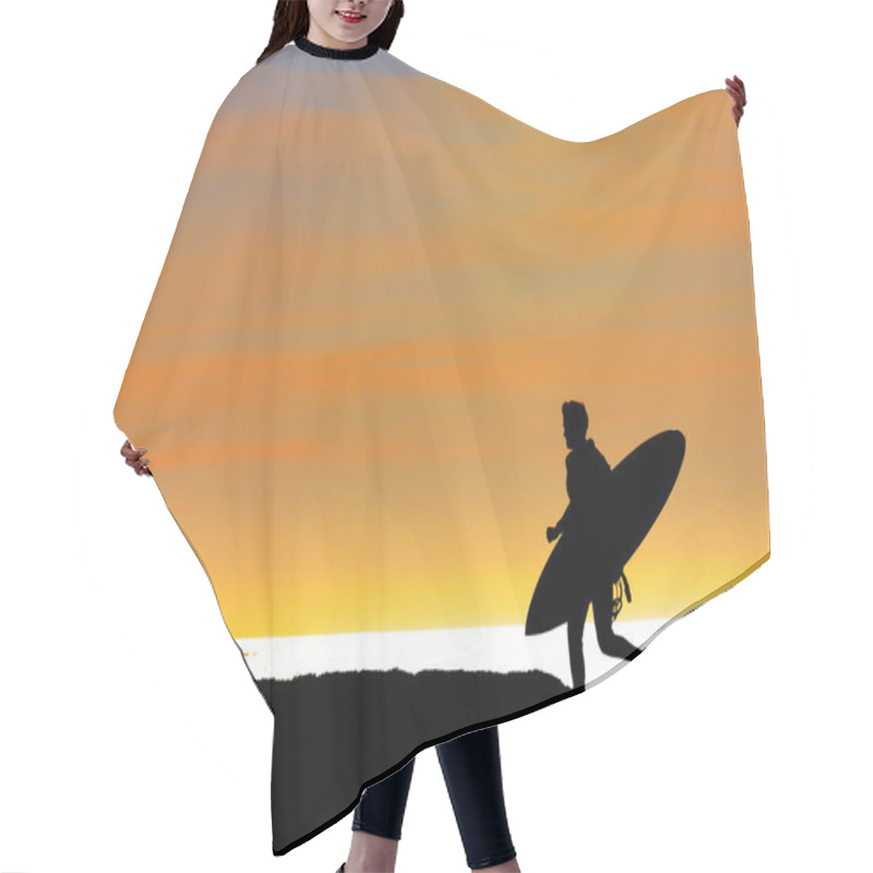 Personality  Surfer Running Out To Sea Hair Cutting Cape