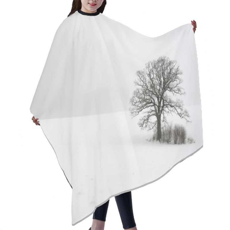 Personality  Tree On Hill At Winter Hair Cutting Cape