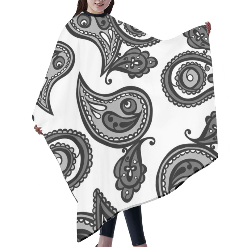 Personality  Paisley. Endless Pattern With Paisley. Seamless Background. Hair Cutting Cape