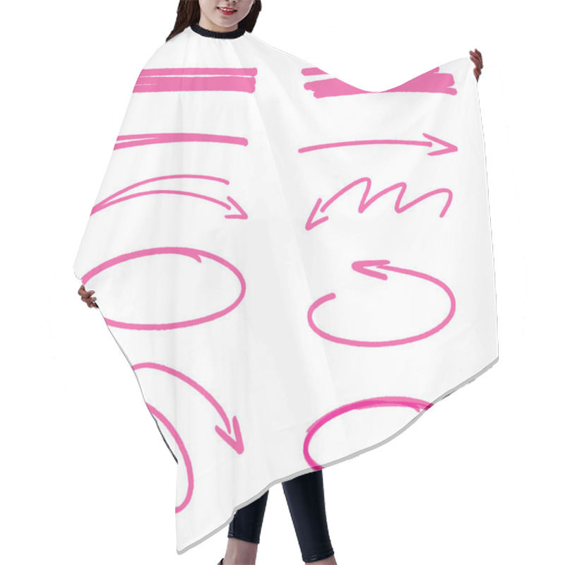 Personality  Set Of Pink Hand Drawn Arrows Signs And Highlighting Elements Hair Cutting Cape