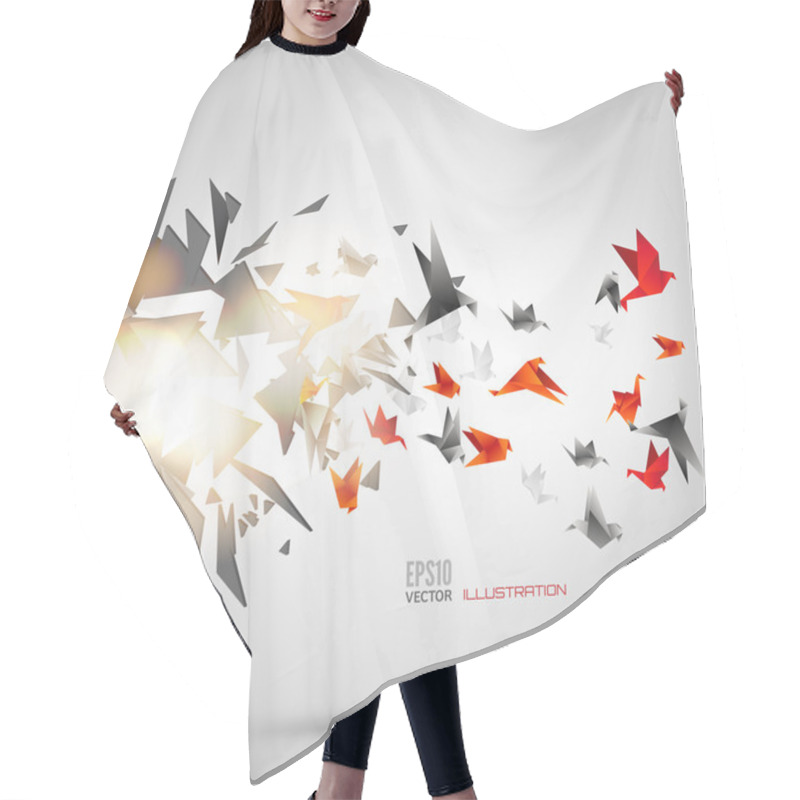 Personality  Origami Paper Bird On Abstract Background Hair Cutting Cape