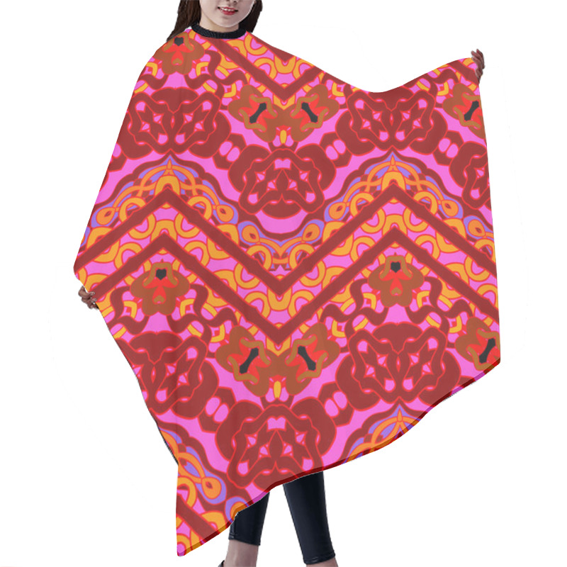 Personality  Ethnic Hand Drawn Pattern With Zigzag Lines Hair Cutting Cape