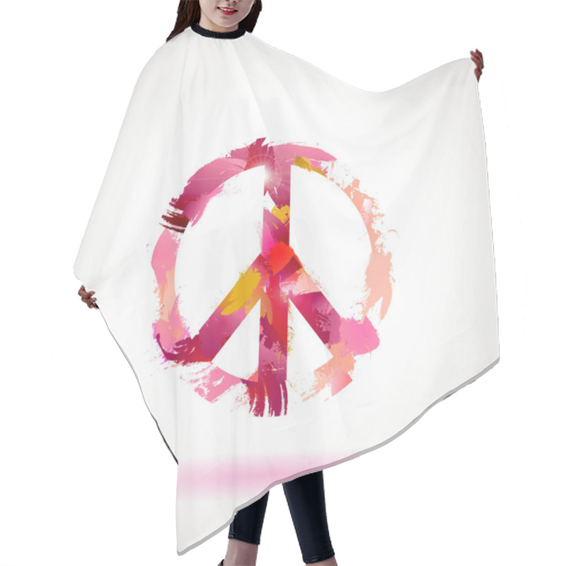 Personality  Peace Hippie Symbol. Hair Cutting Cape